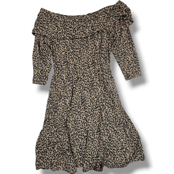 Lane Bryant Leopard Animal Print Off-Shoulder Dress Women’s 14/16 Casual Fit - Picture 4 of 8